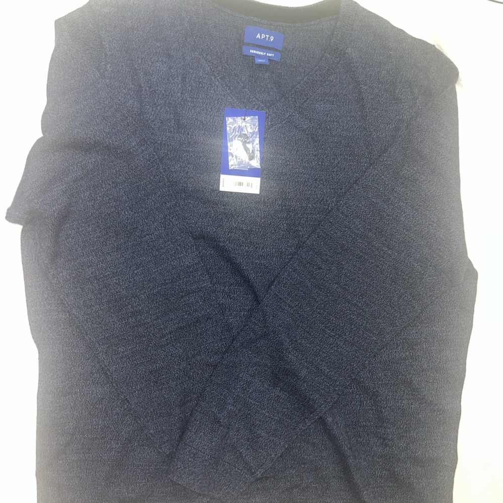 Apt.9 Mens Sweater C-large Blue V-neck Retail $56 NWT Christmas Pics So Soft 251 - Picture 5 of 9